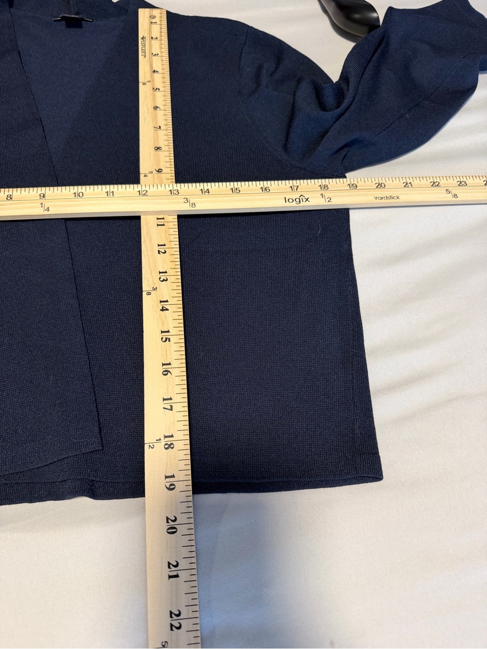 Ann Taylor Factory Navy Open-Front Cropped Cardigan Jacket - Picture 3 of 5